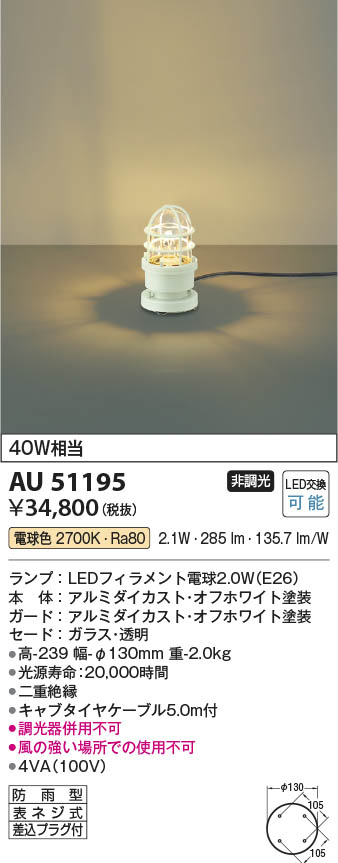 【最安値に挑戦】　 コイズミ照明 koizumi ＬＥＤ防雨演出用照明*AU51195