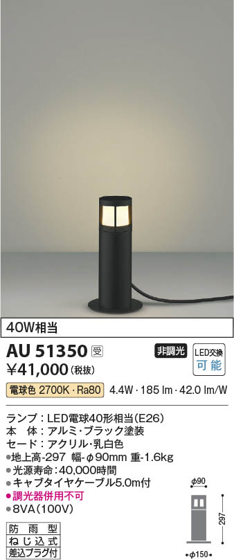【最安値に挑戦】 コイズミ照明 koizumi LED防雨型スタンド*AU51350