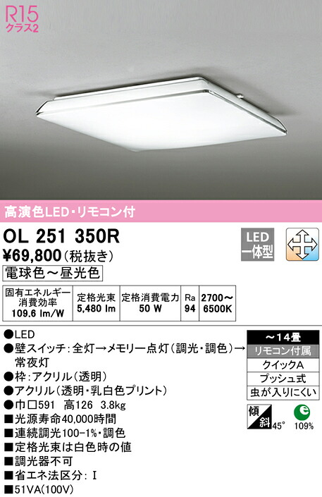 7/19～7/26 お買い物マラソン 最大47.5倍　【大特価】　　 オーデリック ODELIC シーリングライト OL251350R｜照明の達人