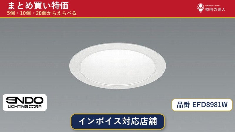 【選べる個数】遠藤照明 EFD8981W ダウンライト 1~30個|照明の達人