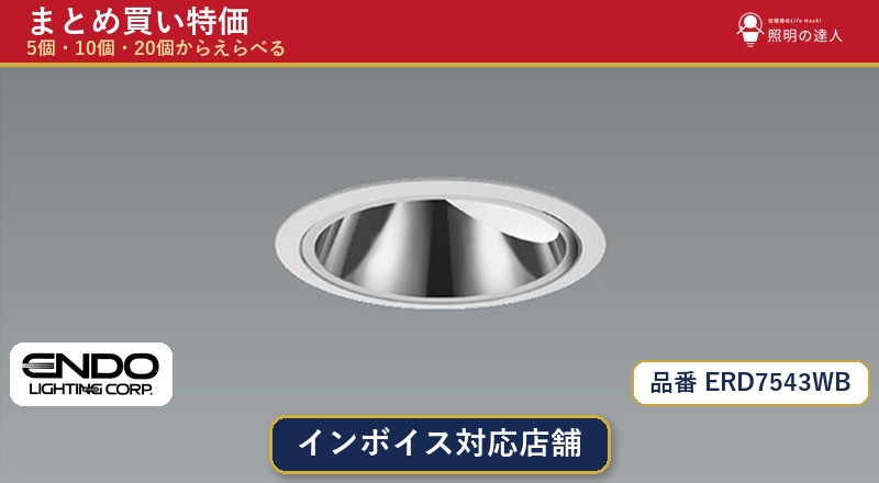 【まとめ買い】遠藤照明 ERD7543WB ダウンライト 1個 5個 10個 20個|照明の達人