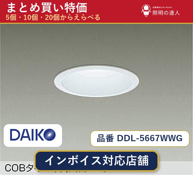 7/19~7/26 お買い物マラソン 最大47.5倍 【まとめ買い】大光電機 DDL-5667WWG ダウンライト 1個 5個 10個 20個|照明の達人