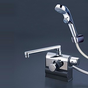 【送料無料】KVK KF3008RS2 デッキ型サーモスタット式シャワー 190mmパイプ付 右ハンドル仕様 ■