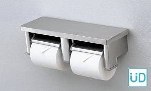 ◇【週日12時まで当日さし出し】TOTO YH701 棚付二連紙巻きタバコ器 360×113×106 棚板・本体： ステンレス鋼製  芯棒： 脂製 ≪TOTO YH701≫ ■