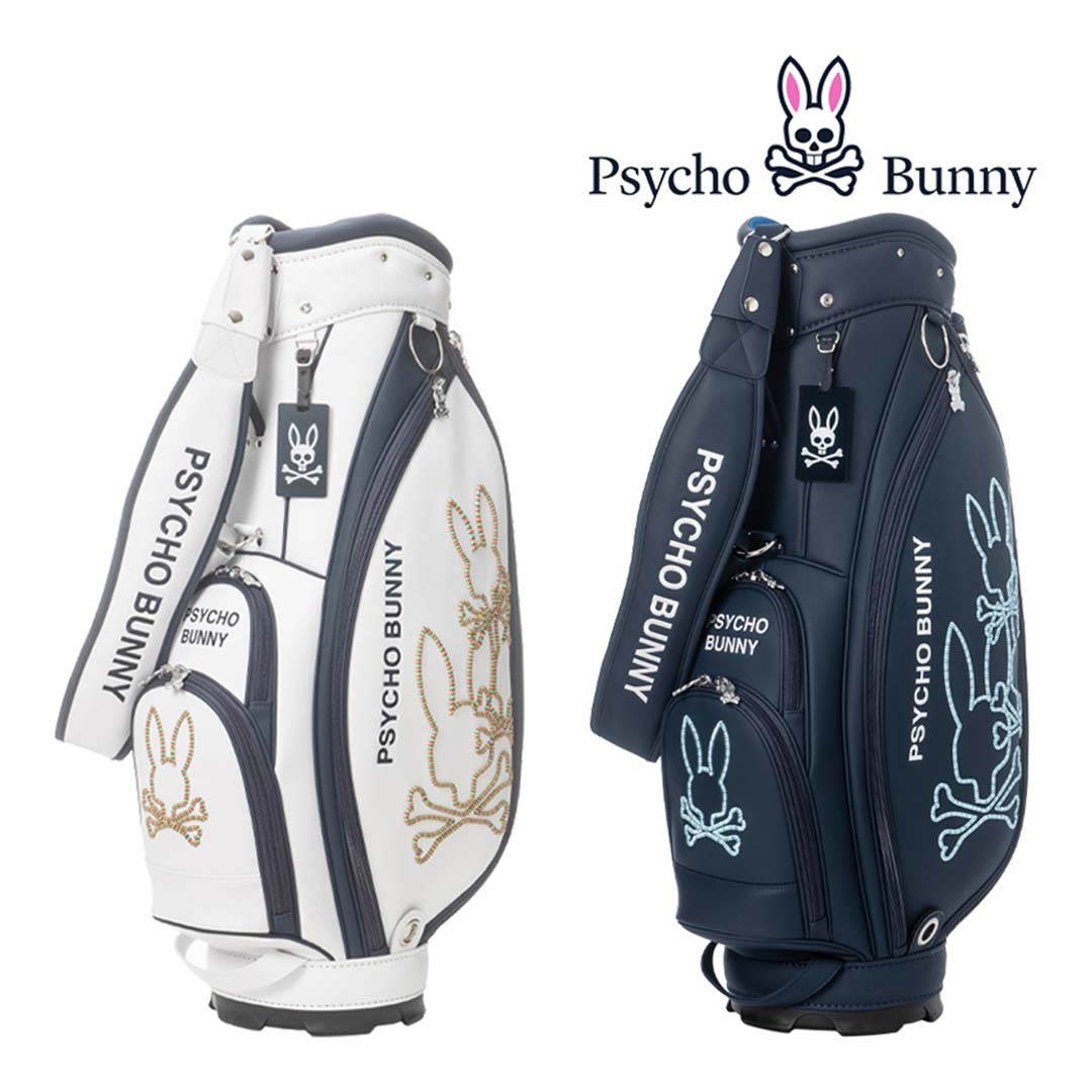 新品 サイコバニー キャディバッグ PBMG5SC5 ホワイト Psycho Bunny サイコバニー LOGOART カート キャディバッグ