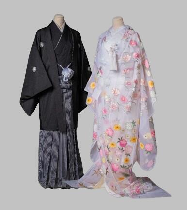 【レンタル】色打掛(オーガンジー)＆紋服セット　色打掛22　フルセットレンタル【送料無料】和装 神社 ブライダル 着物 結婚式 前撮り 後撮り オーガンジー