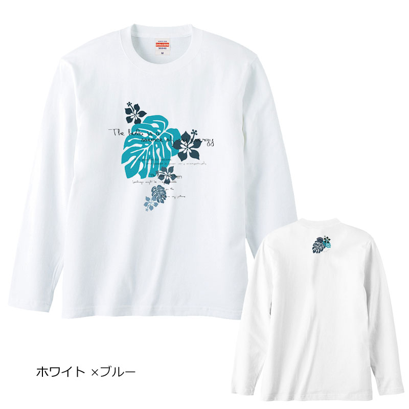 市場 モンステラ 南国 ベーシック長袖Tシャツ M ハワイ ロゴプリント L ハワイアン レディース ロゴ ゆったり フラダンス ハイビスカス