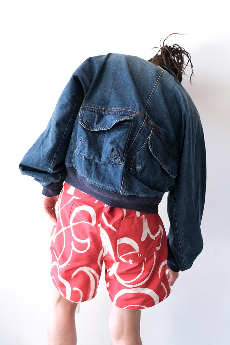 【SALE】【メンズ新品】EDWARD CUMING (エドワード・カミング) BOTTOM HEAVY BOMBER クロップドデニムジップブルゾン MID-BLUE WASH [NEW]