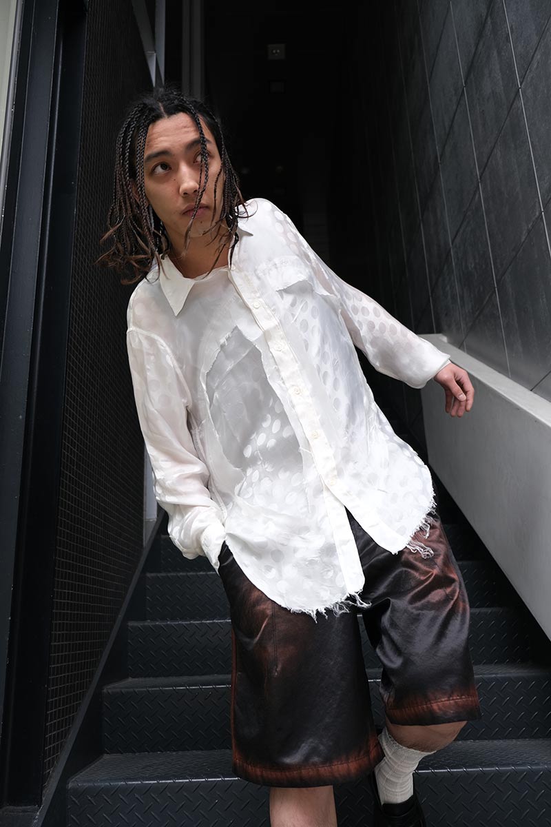 【SALE】【メンズ新品】EDWARD CUMING (エドワード・カミング) CLASSIC LUNG WINDOW SHIRT カットオフドレープシャツ WHITE [NEW]