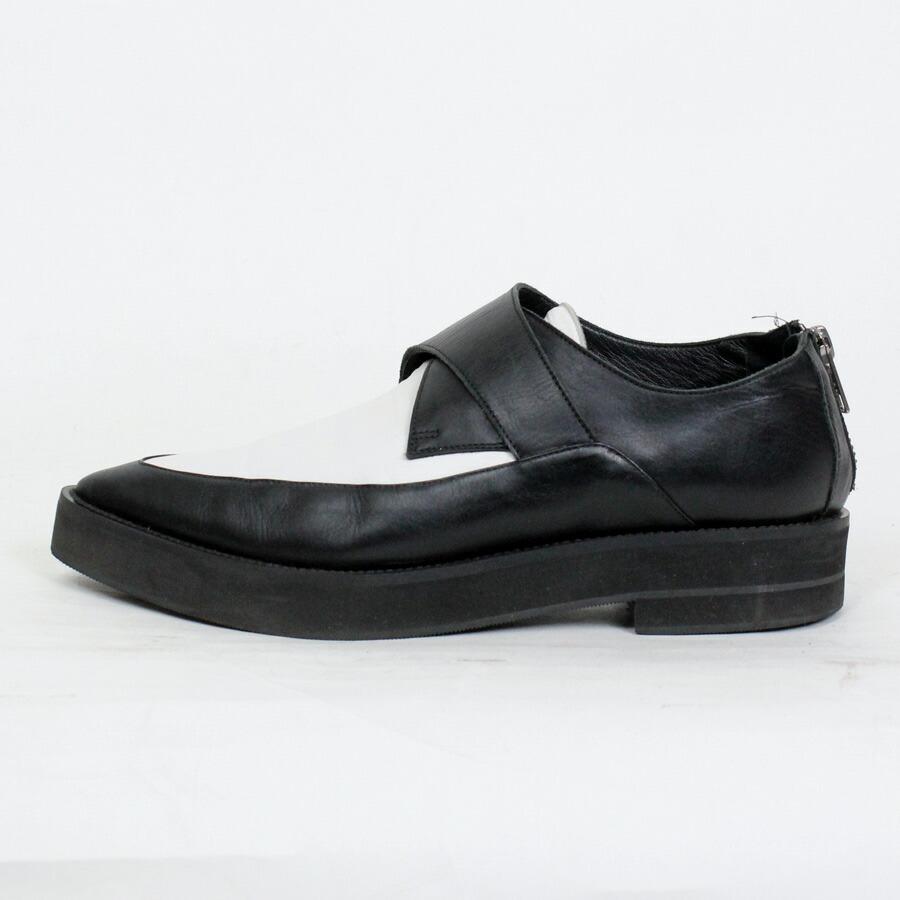 【WOMENS】【中古】【送料無料】(KA) HELMUT LANG (ヘルムート ラング) HEEL ZIP MONK STRAP LEATHER SHOES ヒール ジップ モンク ストラップ レザー シューズ BLACK/WHITE [SIZE:36 1/2 USED]