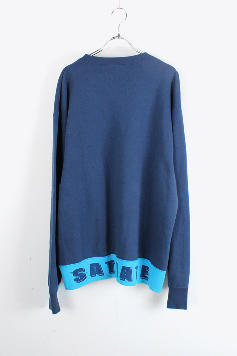 【中古】 SEESWAY SATIATE (シースウェイサティエイト) CREW NECK SWEAT SHIRT クルーネック スウェット シャツ NAVY [SIZE: L USED]