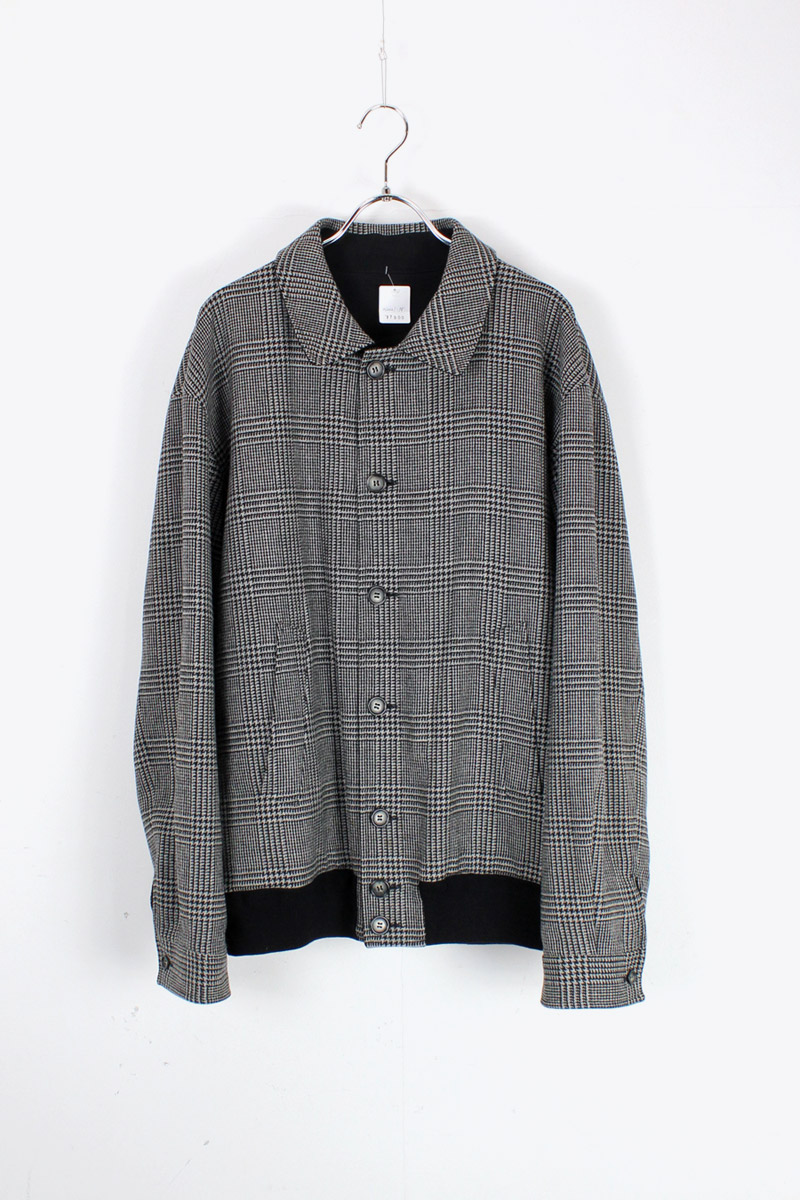 【中古】 NO BRAND (否ブランド名) WOOL NYLON REVERSIBLE BUTTON JACKET 羊毛 ナイロン リヴァーシブル 名取り草 上衣 / GLEN CHECK / BLACK [SIZE: L好いかげんに USED]