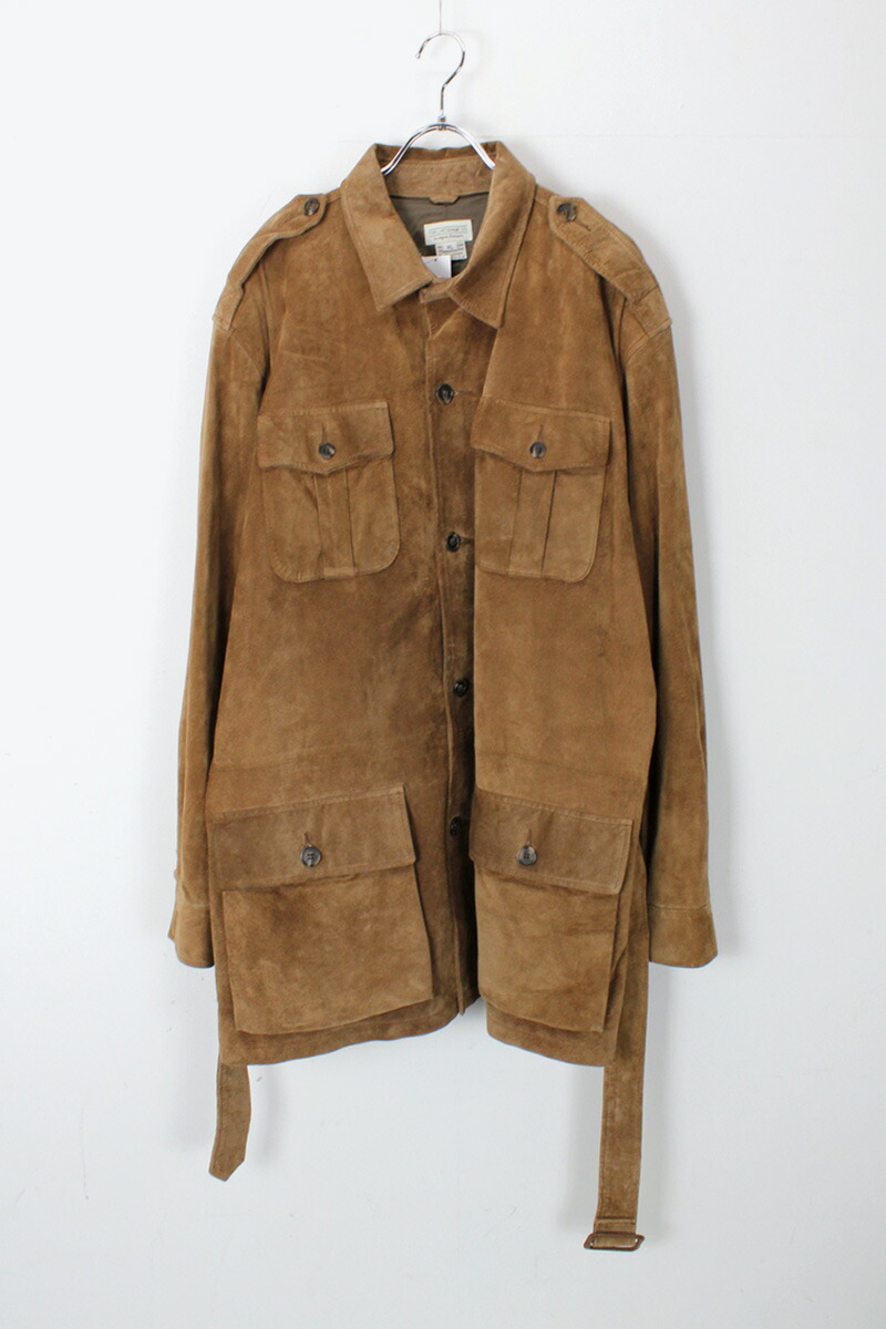 【中古】 THE J PETERMAN CO. (ジョンピーターマンカンパニー) MADE IN USA 90\u0027S SUEDE BELTED JACKET USA製 90年月日 スエードクロス 上衣 BROWN BEIGE [SIZE: XL USED]