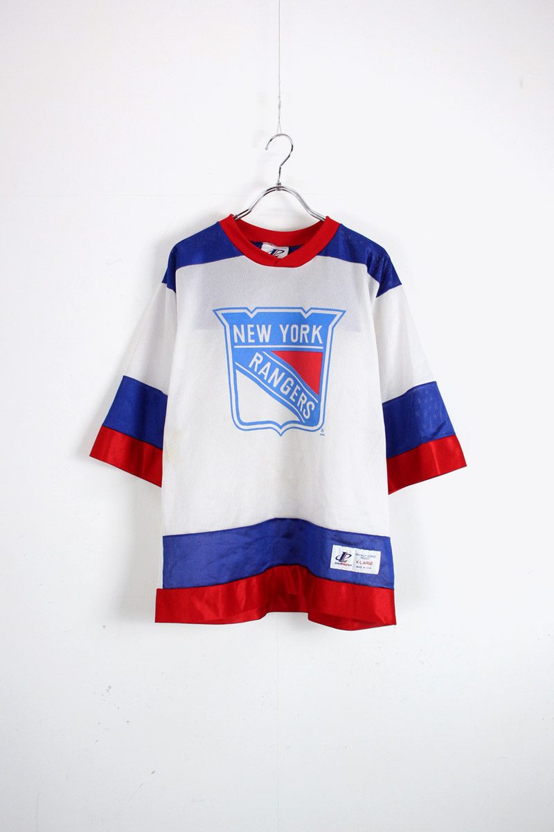 【中古】 LOGO ATHLETIC (ロゴ アスレチック) MADE IN USA 90'S NY RANGERS MESH GAME SHIRT USA製 90年代 ゲーム シャツ BLUE / WHITE / RED [SIZE: XL USED]