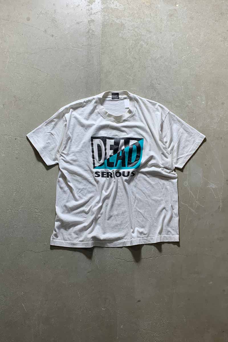 【中古】SCREEN STARS (スクリーンスターズ) MADE IN USA 90'S S/S DEAD SERIOUS PRINT MESSAGE T-SHIRT USA製 90年代 半袖 デッド シリアス プリント メッセージ Tシャツ WHITE [SIZE: 2XL USED]