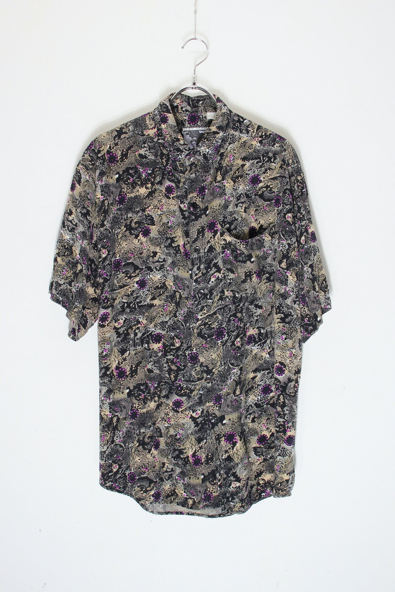 【中古】HEY MAN 90'S S/S PATTERN RAYON SHIRT 90年代 半袖 パターン レーヨン シャツ BLACK [SIZE: M相当 USED]