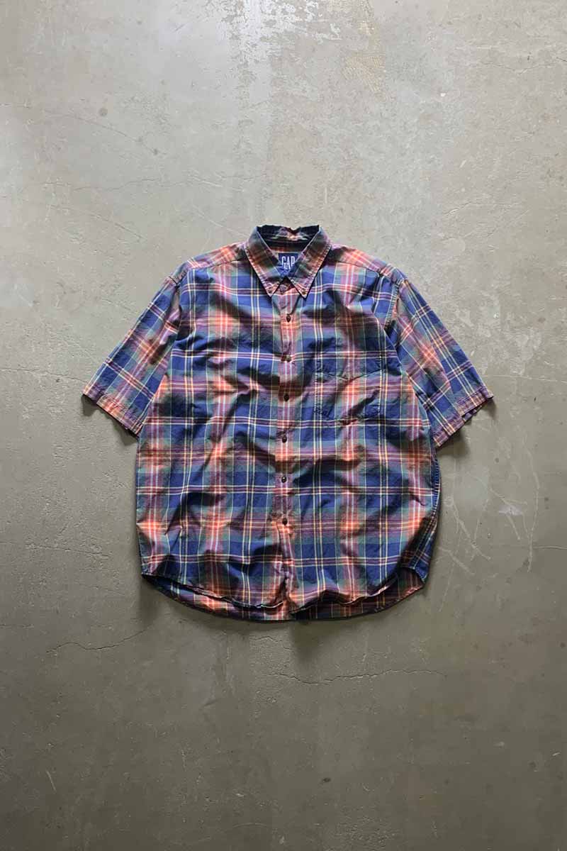 【中古】OLD GAP (オールド ギャップ) 90'S S/S CHECK SHIRT 90年代 半袖 チェック シャツ MULTI [SIZE: L USED]
