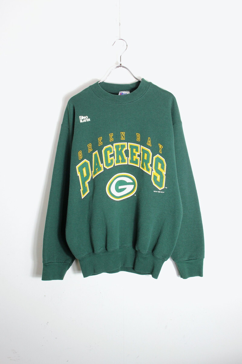 【中古】PRO PLAYER (労働者階級電気蓄音機) MADE IN USA 90\u0027S NFL GREEN BAY PACKERS SWEATSHIRT USA製 90年月日 エヌエフエル 緑であること ベイ パッカーズ トレーナー GREEN [SIZE:M USED]
