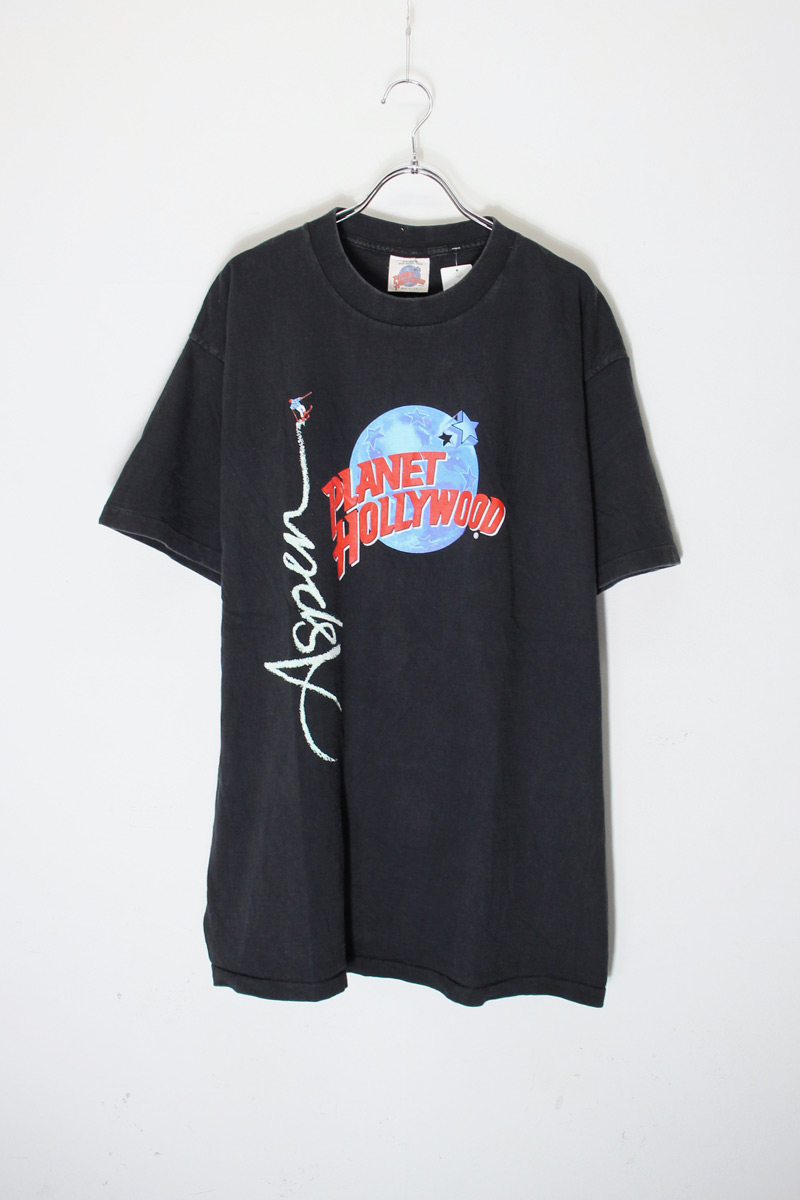 【中古】PLANET HOLLYWOOD (プラネット ハリウッド) MADE IN USA 90'S AGPEN T-SHIRT USA製 90年代 アスペン Tシャツ BLACK [SIZE: XL USED]