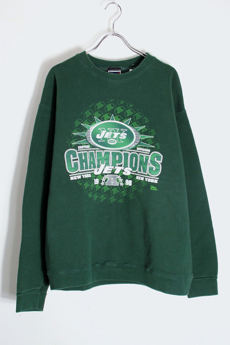 【中古】PRO PLAYER (プロ プレイヤー) 90'S NY JETS NFL SWEATSHIRT 90年代 ニューヨーク ジェッツ NFL スウェット シャツ GREEN [SIZE: XL USED]