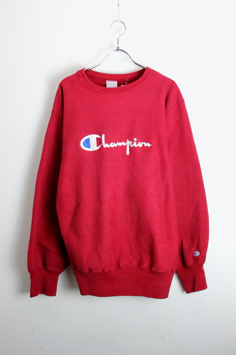 【中古】CHAMPION (はやりっ子) MADE IN USA 90\u0027S LOGO REVERSE WEAVE SEWAT SHIRT USA製 90年月日 ロゴタイプ 逆さま ウィーブ 流汗 プルオーバー WINE RED [SIZE: XL USED]