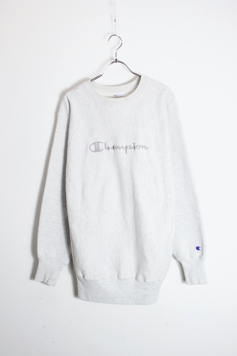 【中古】CHAMPION (はやりっ子) MADE IN USA 90\u0027S LOGO REVERSE WEAVE SEWAT SHIRT USA製 90年月日 ロゴタイプ リバースウィーブ 流汗 プルオーバー GRAY [SIZE: XL USED]