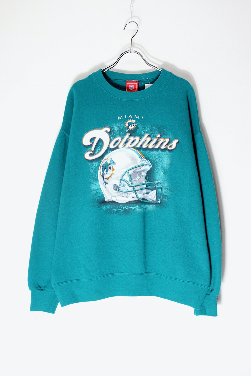 【中古】NFL (エヌエフエル) SWEATSHIRT MIAMI DOLPHINS スウェットシャツ マイアミ ドルフィンズ GREEN [SIZE: L USED]｜JULIUS NYC