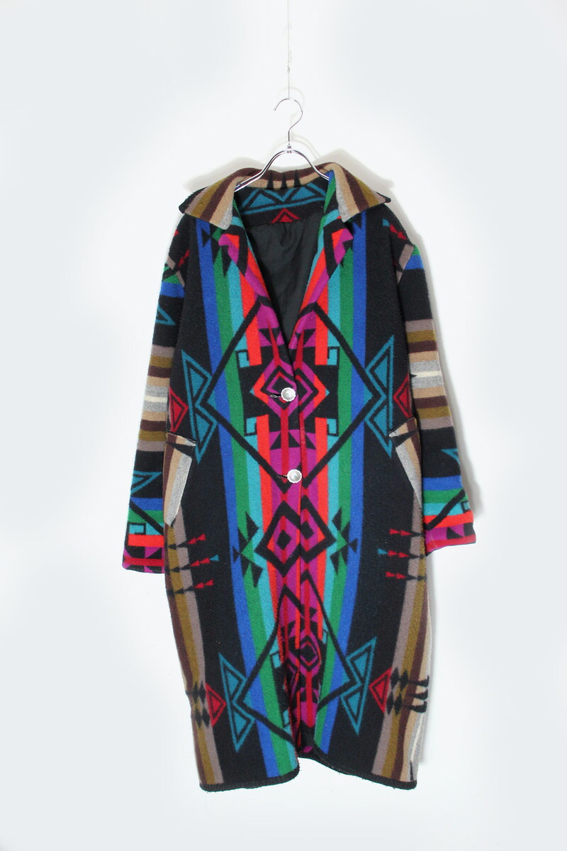 【中古】NO BRAND (ノーブランド) NATIVE PATTERN CONCHO BUTTON WOOL COAT ネイティブ パターン コンチョ ボタン ウール コート MULTI PATTERN [SIZE: M相当 USED] 18,996円
