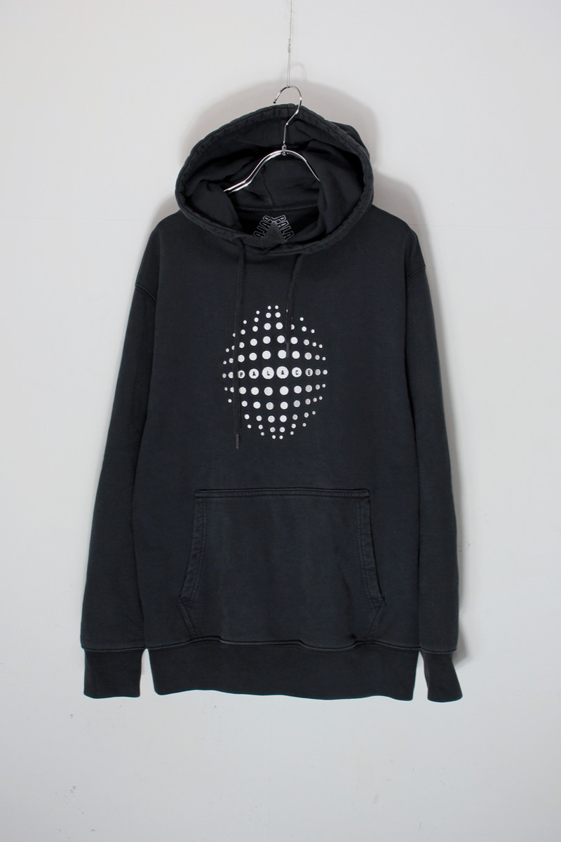 【中古】PALACE (九重の天) SHPERE LOGO PULLOVER HOODIE SWEAT SHIRT スフィア ロゴタイプ ティーシャツ フーディー トレイナー BLACK [SIZE: M USED] パーカー-トップス