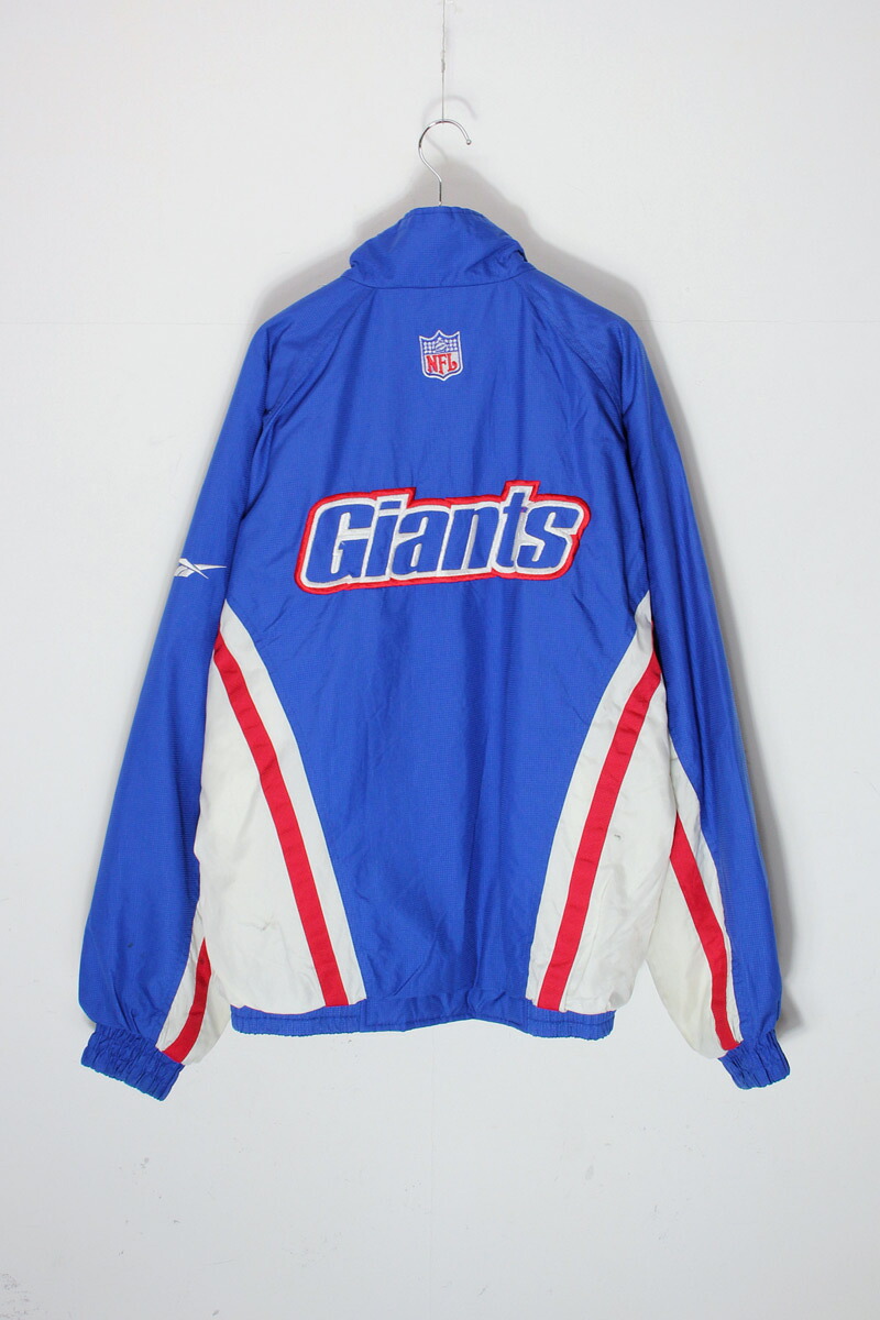【中古】REEBOK/PRO LINE (リーボック / プロ ライン) 90'S NFL NY GIANTS ZIP NYLON JACKET 90年代 ニューヨーク ジャイヤンツ ジップ ナイロン ジャケット BLUE [SIZE: M USED]｜JULIUS NYC