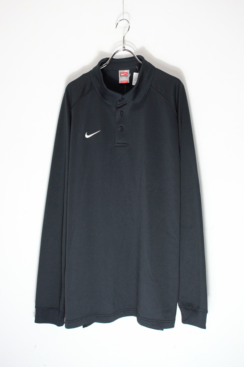 【中古】NIKE (ナイキ) 90'S L/S ONE POINT POLO SHIRT 90年代 長袖 ワンポイント ポロ シャツ BLACK [SIZE: XL DEADSTOCK/NOS]