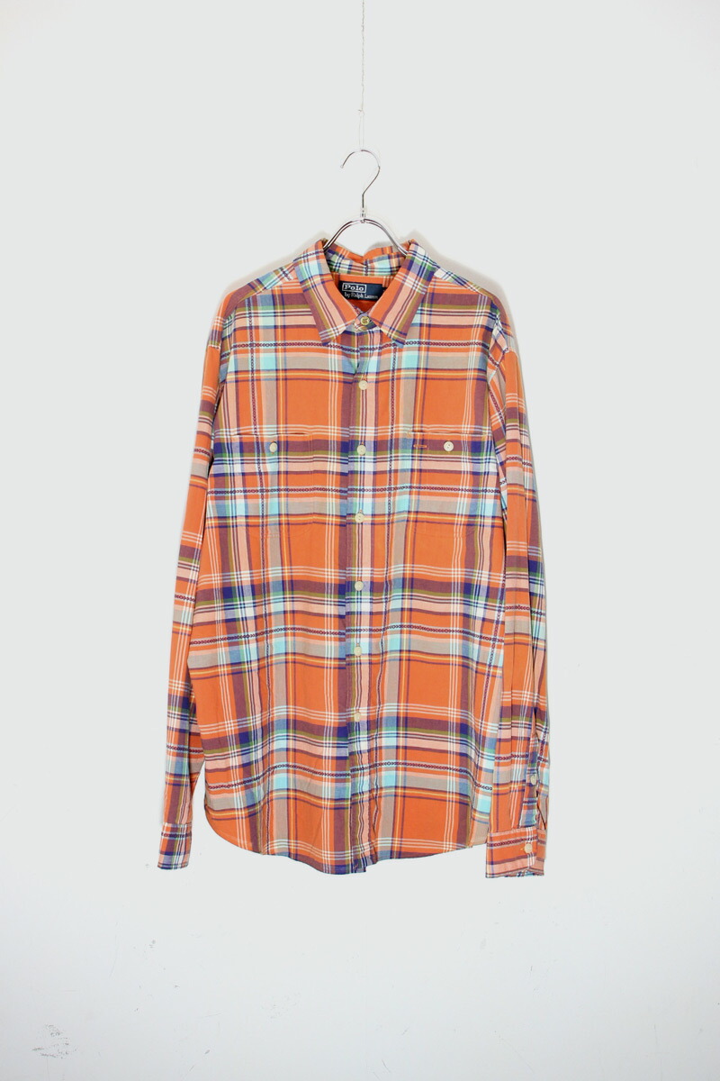 90s ラルフローレン SKI CAMP ネルシャツ 開襟 BOX 好配色 L 1990's Deadstock Polo by Ralph Lauren 