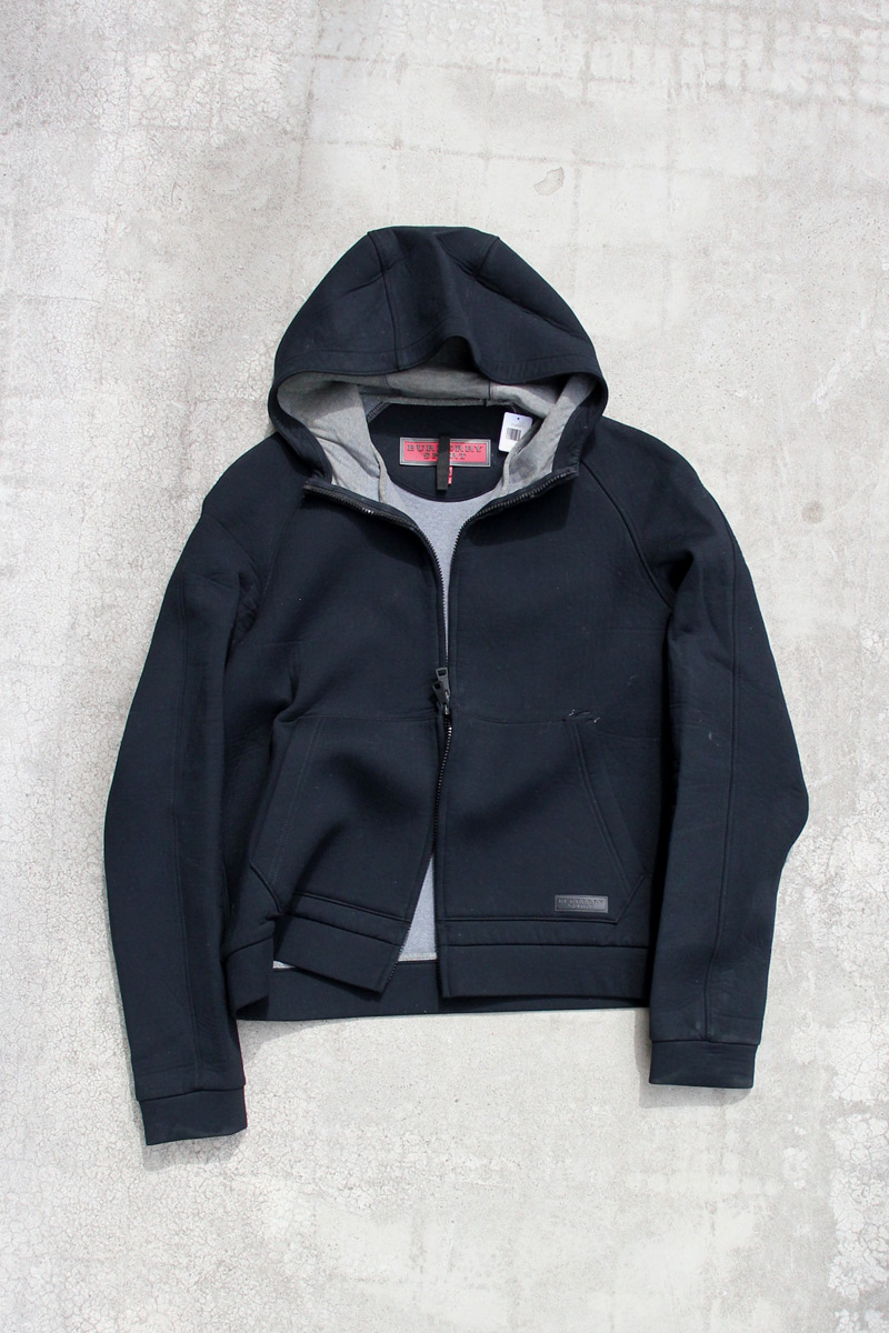 【中古】BURBERRY SPORTS (バーバリースポーツ) Y2K EARLY 00'S FULL ZIP BONDING HOODIE アーリー 00年代 フル ジップ ボンヒング フーディー BLACK [SIZE: L USED]｜JULIUS NYC