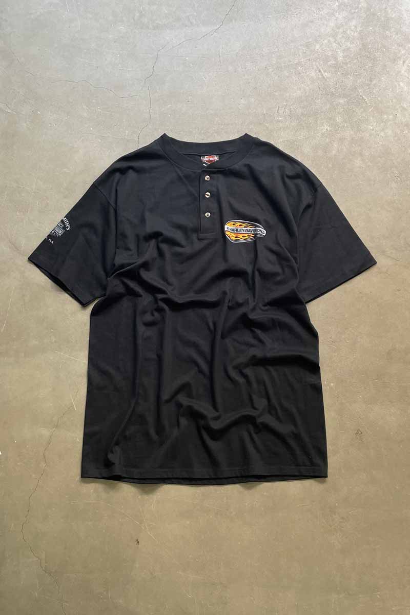 【中古】HARLEY DAVIDSON (ハーレー ダビッドソン) MADE IN USA 99'S S/S SCOTT SMITH'S HENLY NECK LOGO PRINT MOTORCYCLE T-SHIRT USA製 99年代 スコット スミス ヘンリー ネック ロゴ プリント モーターサイクル Tシャツ BLACK [SIZE: XL DEADSTOCK/NOS]