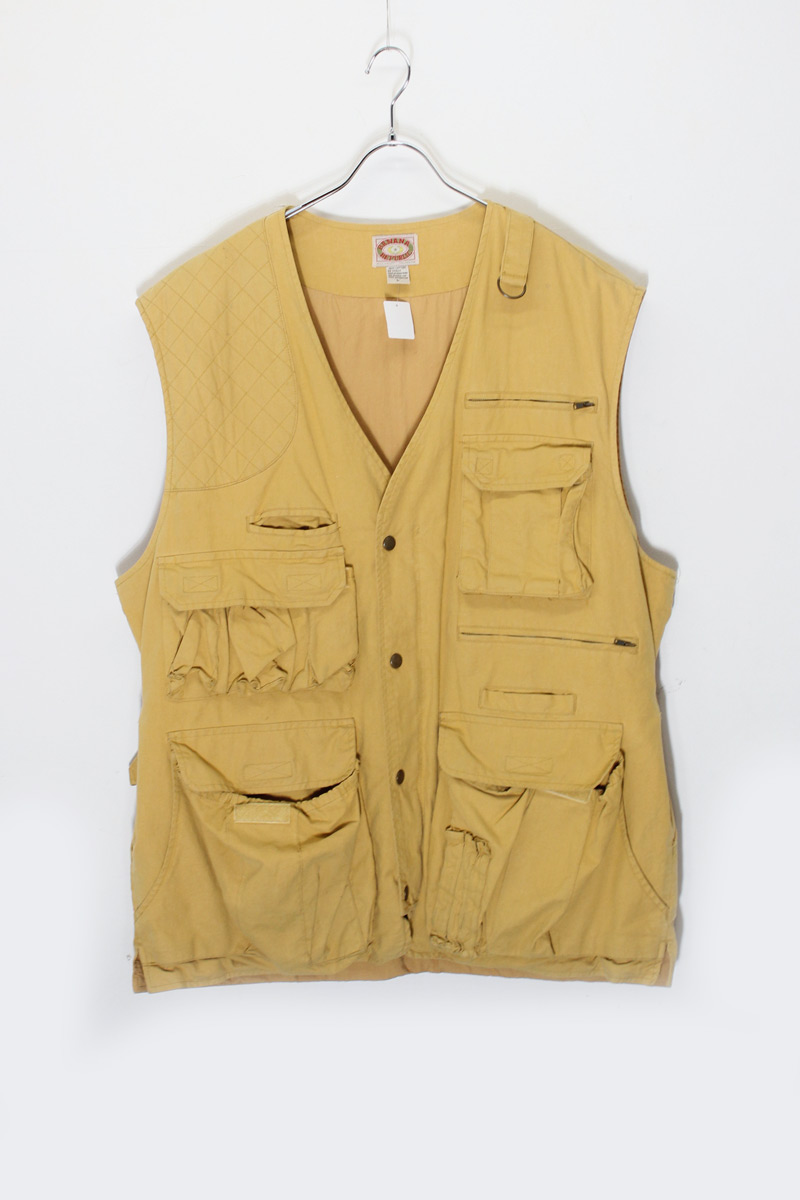 【中古】BANANA REPUBLIC (バナナ リパブリック) 90'S HUNTING COTTON VEST 90年代 ハンティング コットン ベスト CAMEL [SIZE: L USED]｜JULIUS NYC