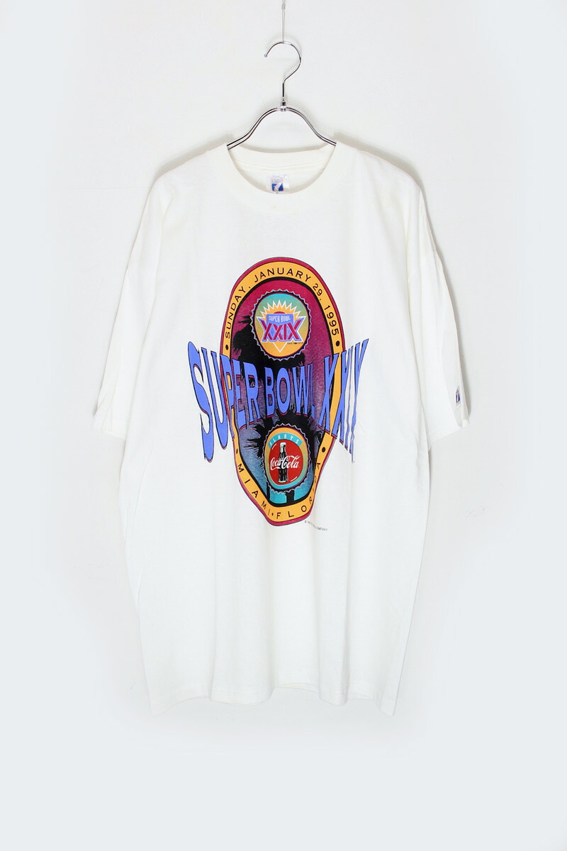 【中古】LOGO 7 (ロゴ 7) MADE IN USA 95'S S/S SUPER BOWL PRINT T-SHIRT USA製 95年 半袖 スーパーボウル プリント Tシャツ WHITE [SIZE: XL USED]｜JULIUS NYC