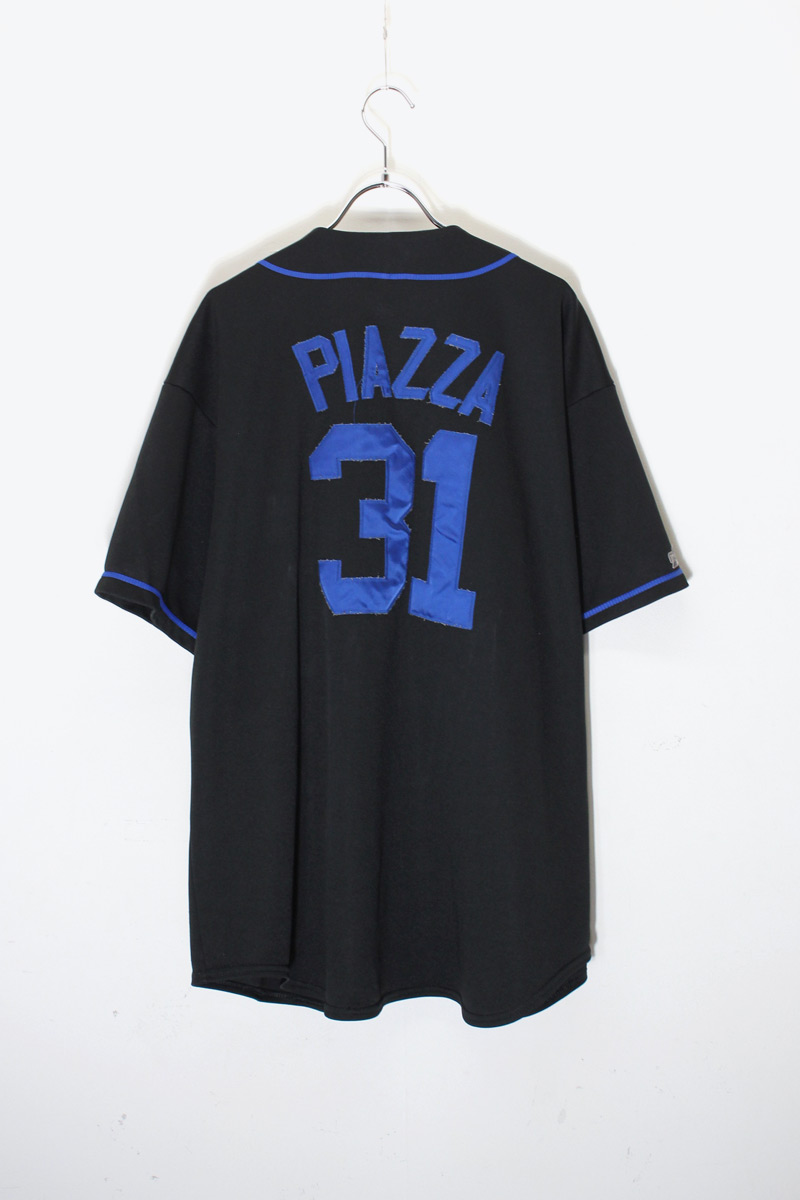 【中古】MAJESTIC (マジェスティック) MADE IN USA 90'S MLB NY METS 31 PIAZZA S/S BASEBALL SHIRT USA製 90年代 エムエルビー ニューヨーク メッツ 31 ピアッザ 半袖 ベースボール シャツ BLACK [SIZE: XL USED]