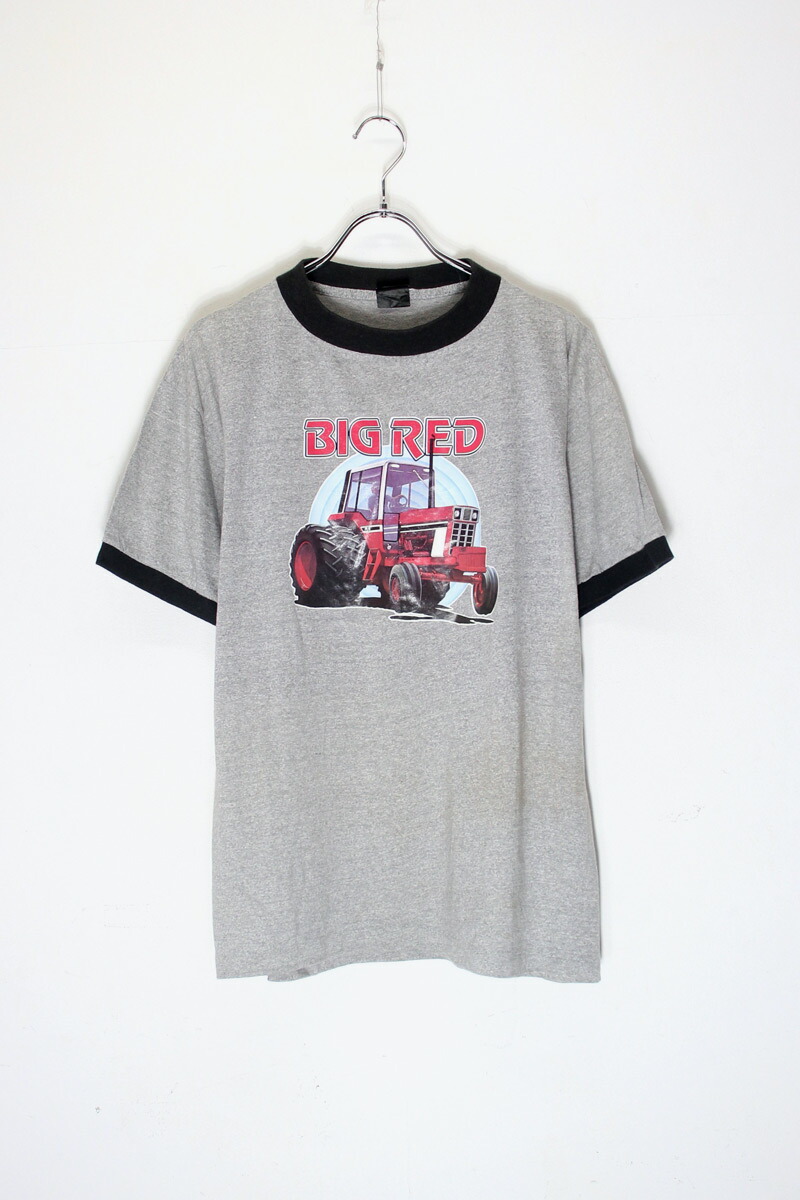 【中古】ANVIL (アンビル) MADE IN USA 80'S S/S BIG RED PRINT RINGER T-SHIRT USA製 80年代 半袖 ビッグ レッド プリント リンガー Tシャツ GRAY / BLACK [SIZE: L USED]