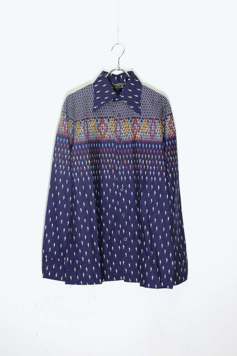 【中古】JC PENNY ( ジェーシーペニー) 70'S L/S PATTERN SHIRT 70年代 長袖 柄 シャツ NAVY [SIZE: S USED]