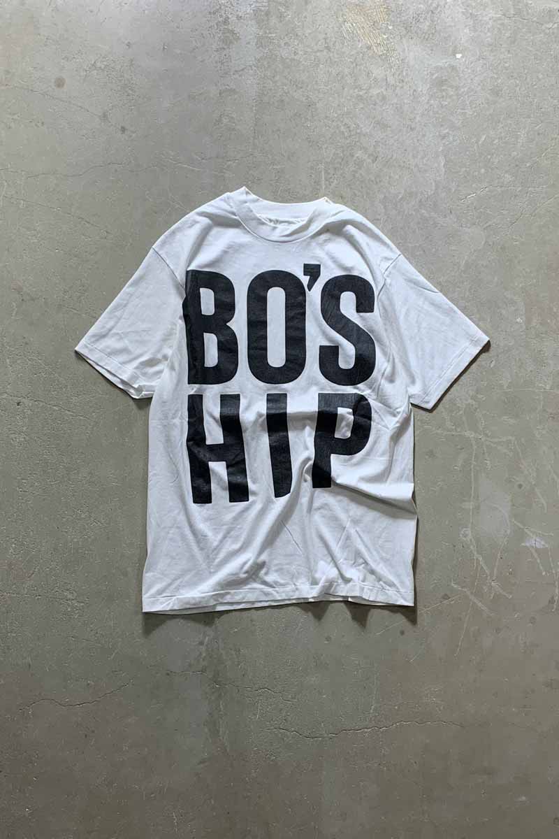 【中古】HANES (ヘインズ) MADE IN USA 90'S S/S BO'S HIP PRINT MESSEGE T-SHIRT USA製 90年代 半袖 ボス ヒップ プリント メッセージ Tシャツ WHITE [SIZE: L USED]