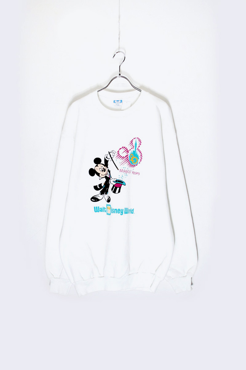【中古】DISNEY (ディズニー) MADE IN USA 90'S 20TH MICKEY PRINT CHARACTER SWEATSHIRT USA製 90年代 20周年 ミッキー プリント キャラクター スウェットシャツ WHITE [SIZE: XL USED]