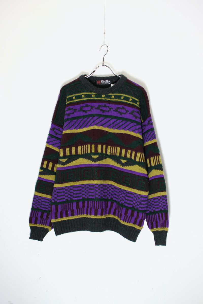 【中古】SCANDIA ( スカンディア ) MADE IN USA 90'S DESIGN ACRYLIC KNIT SWEATER USA製 90年代 デザイン アクリル ニット セーター / MULTI [SIZE: M USED]｜JULIUS NYC