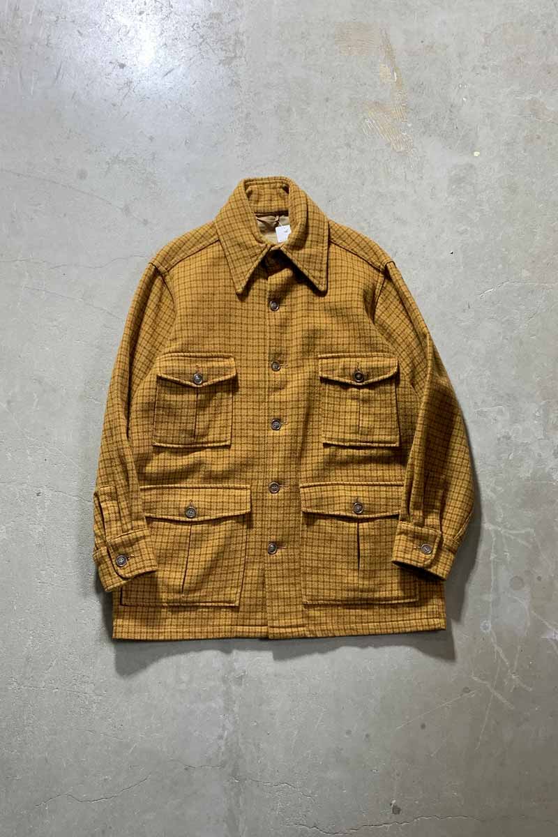 【中古】NO BRAND 60-70'S CHECK WOOL BUTTON JACKET 60-70年代 チェック ウール ボタン ジャケット MUSTARD [SIZE: M USED]｜JULIUS NYC