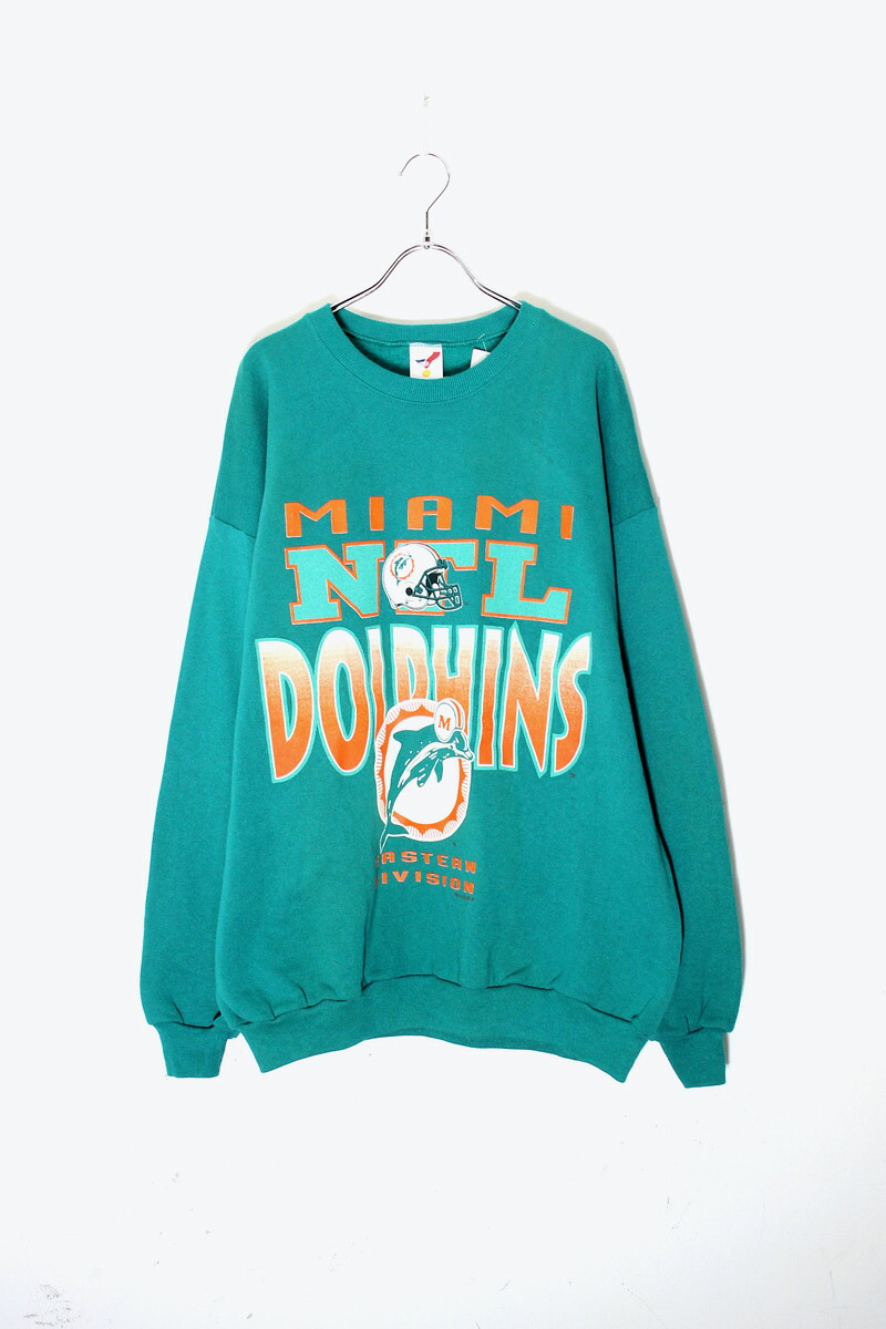 【中古】 ARTEX SPORTSWEAR (アルテックス スポーツウェア) MADE IN USA 90'S DOLPHIN PRINT NFL SPORT SWEATSHIRT USA製 90年代 ドルフィン プリント スポーツ スウェットシャツ GREEN [SIZE: XL DEADSTOCK/NOS]