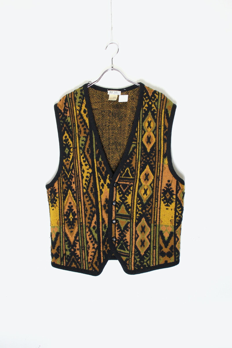 【中古】FALCARO (ファルカロ) MADE IN ITALY 90'S DESIGN BUTTON WOOL VEST イタリア製 90年代 デザイン ボタン ウール ベスト / BLACK [SIZE: M USED]｜JULIUS NYC