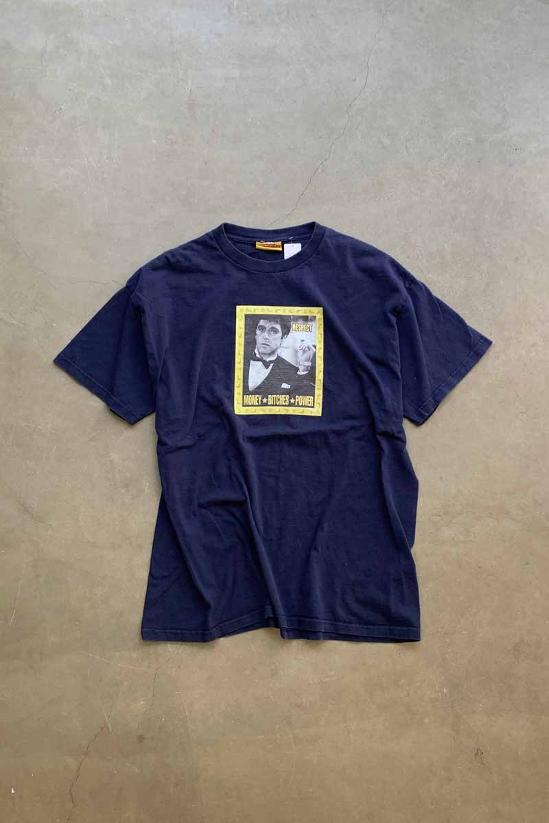 【中古】RESPECT (リスペクト) 90'S S/S SCARFACE PRINT MOVIE T-SHIRT 90年代 半袖 スカーフェイス プリント ムービー ティーシャツ NAVY [SIZE: 2XL USED]