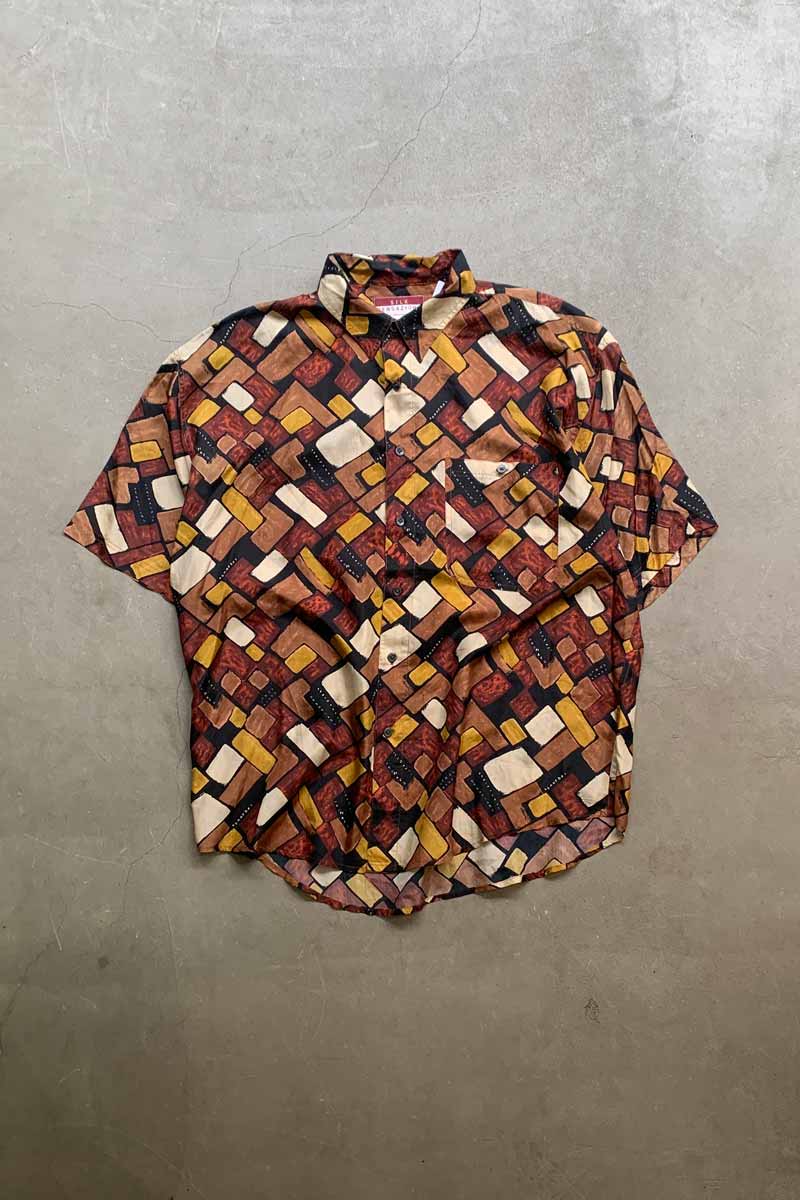 【中古】SENSAZIONE (センザツィオーネ) 90'S S/S ART SILK SHIRT 90年代 半袖 アート シルク シャツ MULTI [SIZE: L USED]