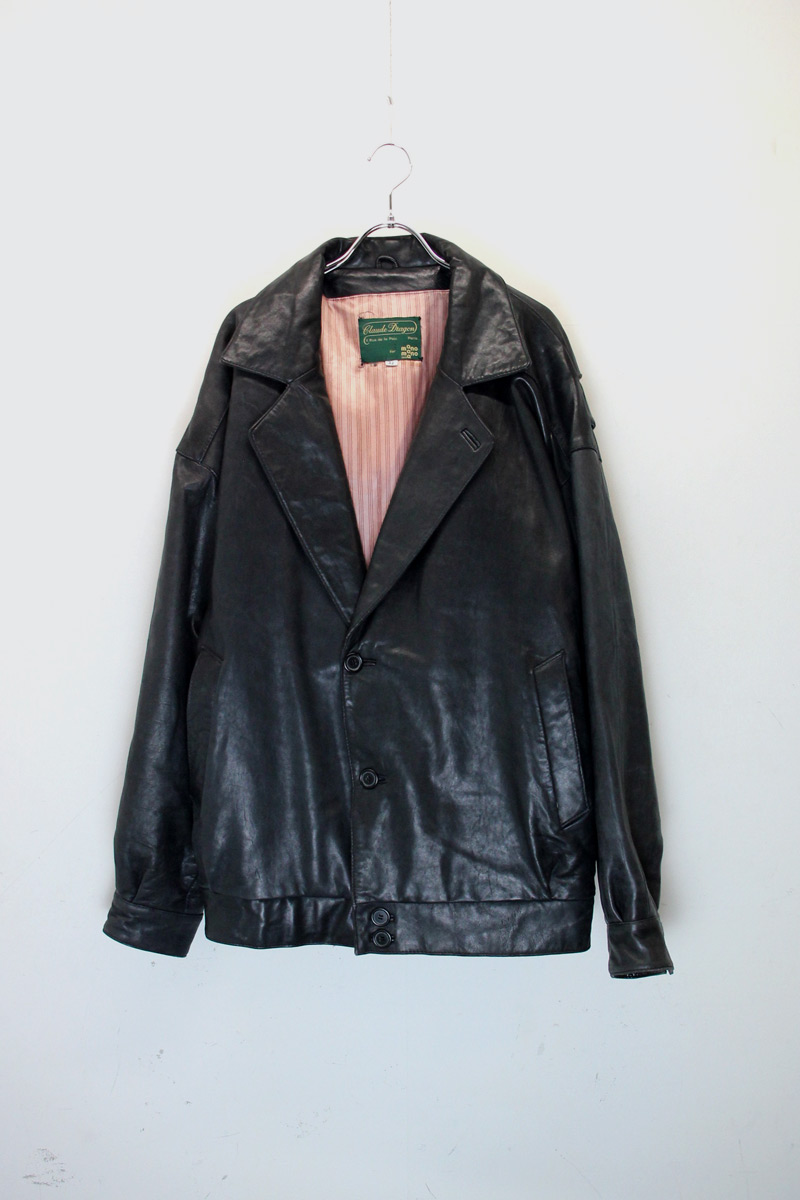 【中古】CLAUDE DRAGON (クロード ドラゴン) 90'S LEATHER TAILORED JACKET 90年代 レザー テーラード ジャケット / BLACK [SIZE: L USED]｜JULIUS NYC