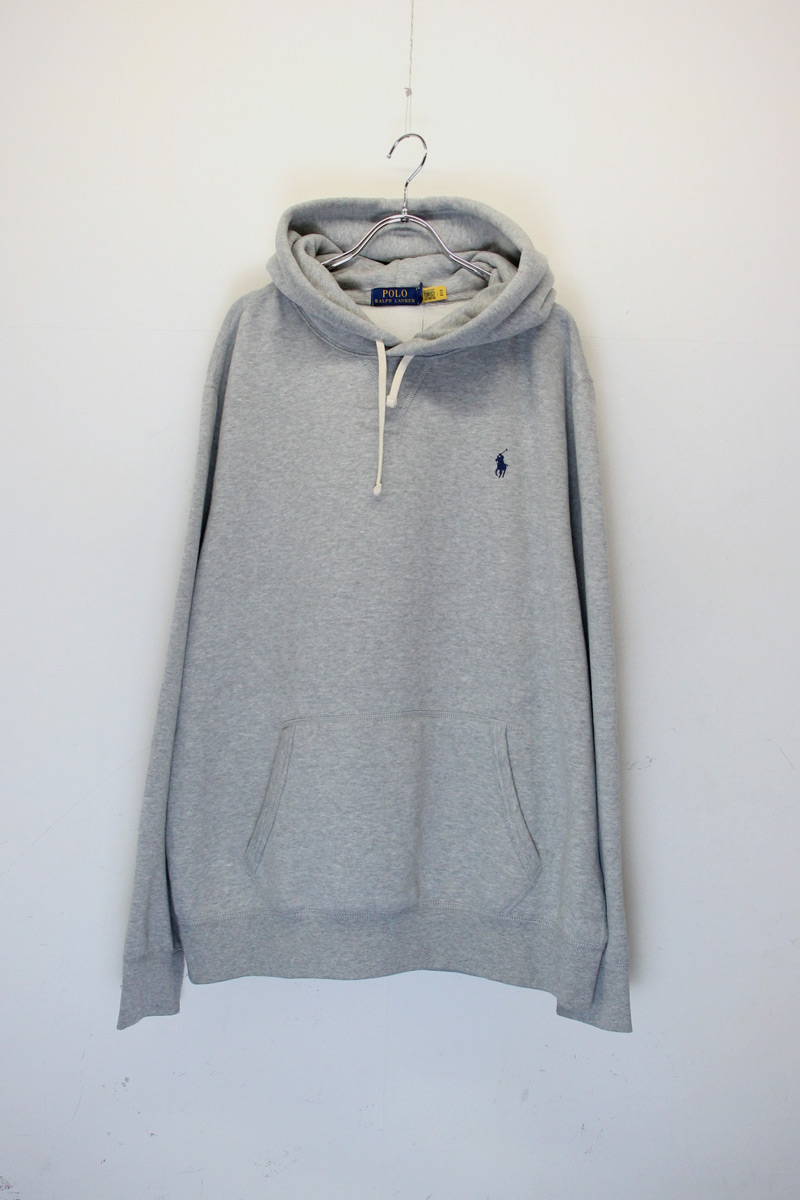【中古】POLO RALPH LAUREN (ポロラルフローレン) ONE POINT HOODIE SWEATSHIRT ワン ポイント フーディー スウェット シャツ / GRAY [SIZE: XL DEADSTOCK/NOS]