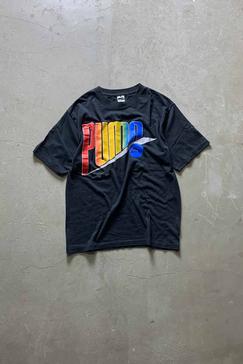 【中古】PUMA (プーマ) MADE IN USA 90'S S/S PUMA LOGO PRINT T-SHIRT USA製 90年代 半袖 プーマ ロゴ プリント Tシャツ BLACK [SIZE: XL DEADSTOCK/NOS]